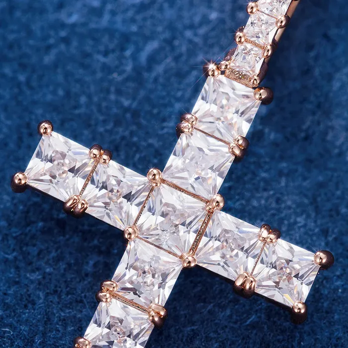 S925 Moissanite Princess Cut Cross Pendant icezeusshop Necklaces