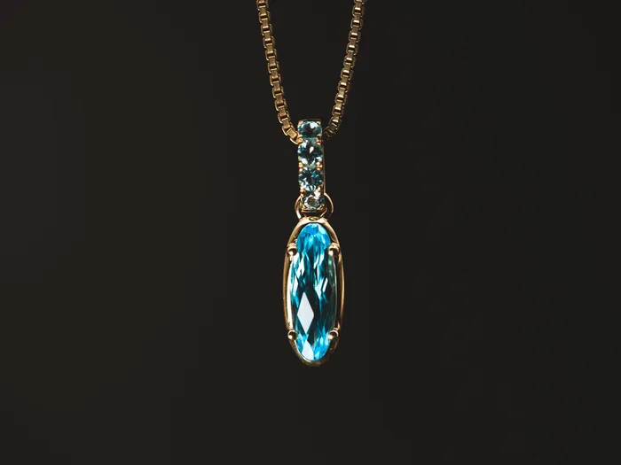 Stanton Necklaces 14k Yellow Gold Blue Topaz Pendant