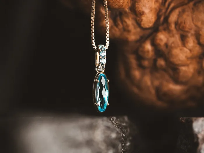 Stanton Necklaces 14k Yellow Gold Blue Topaz Pendant