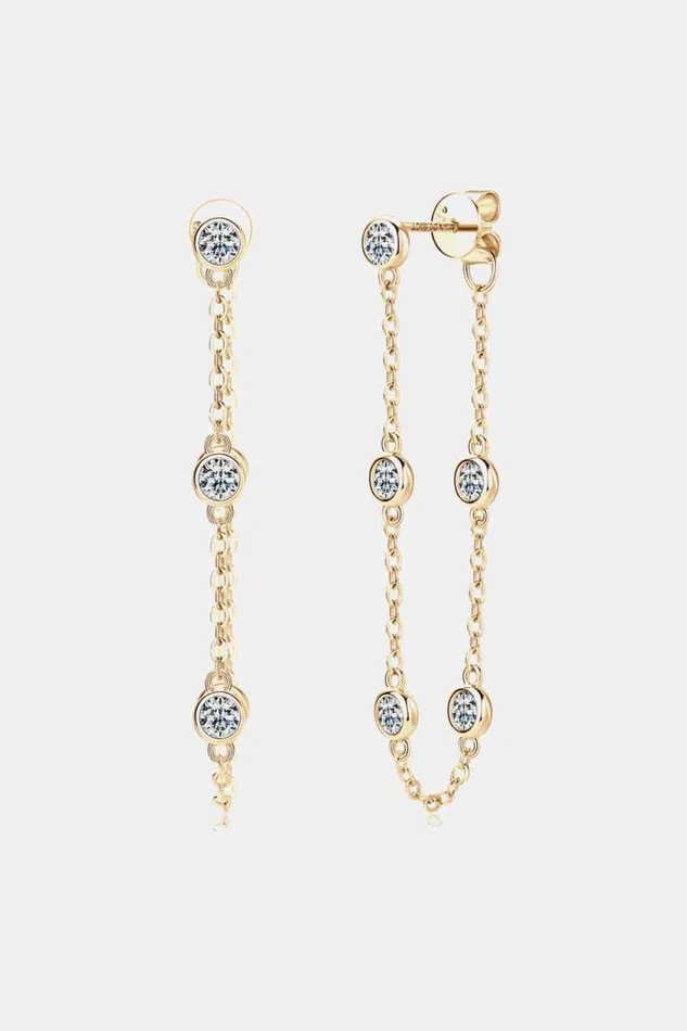 1 Carat Moissanite 925 Sterling Silver Chain Earrings Trendsi Earrings
