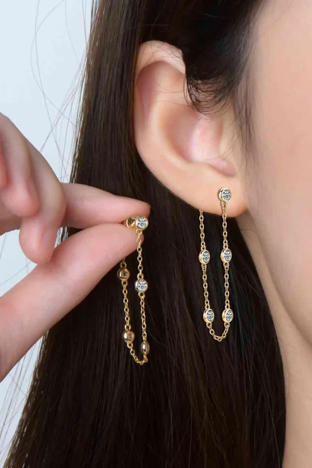 1 Carat Moissanite 925 Sterling Silver Chain Earrings Trendsi Earrings