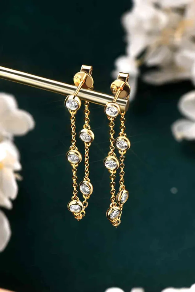 1 Carat Moissanite 925 Sterling Silver Chain Earrings Trendsi Earrings