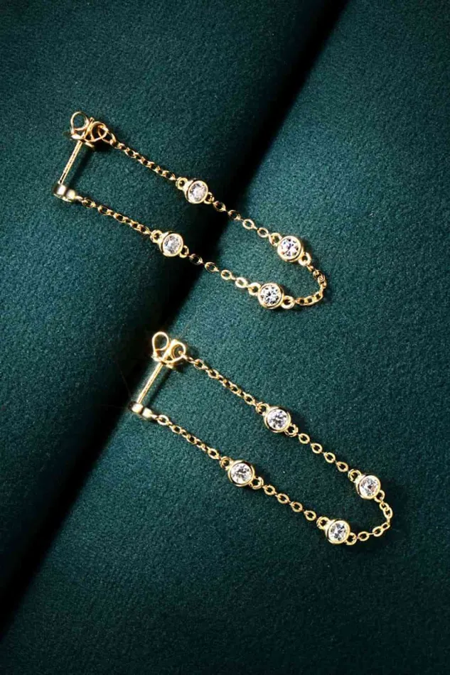 1 Carat Moissanite 925 Sterling Silver Chain Earrings Trendsi Earrings