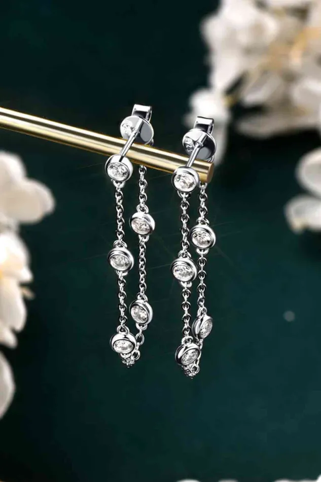 1 Carat Moissanite 925 Sterling Silver Chain Earrings Trendsi Earrings