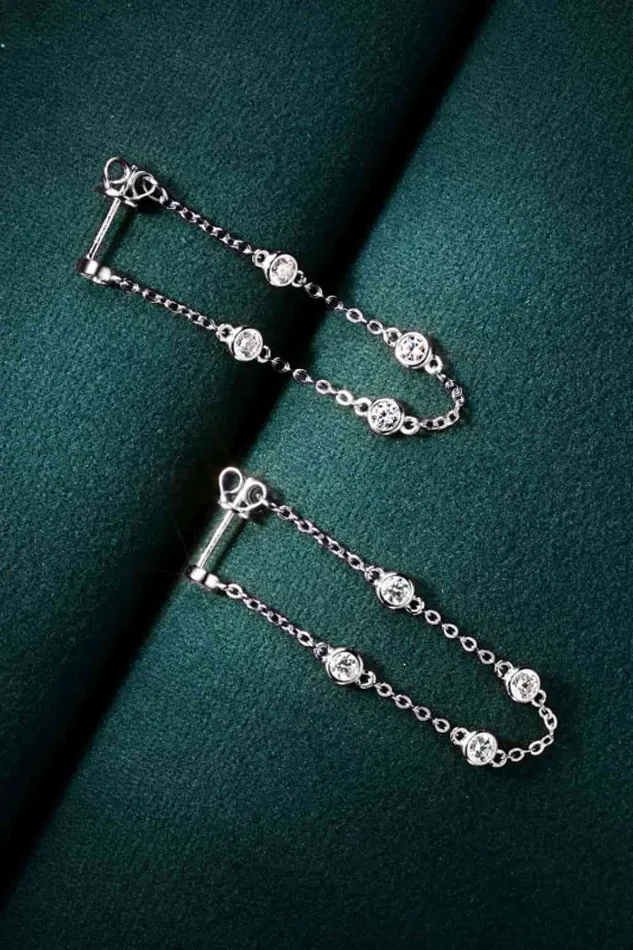 1 Carat Moissanite 925 Sterling Silver Chain Earrings Trendsi Earrings