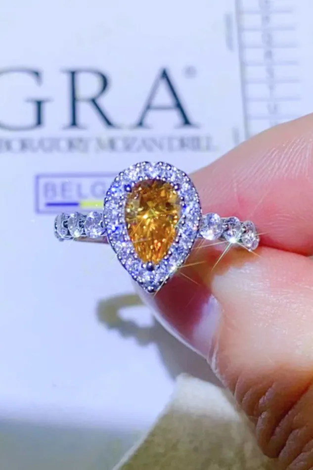 1 Carat Moissanite Contrast Teardrop Ring Trendsi Rings