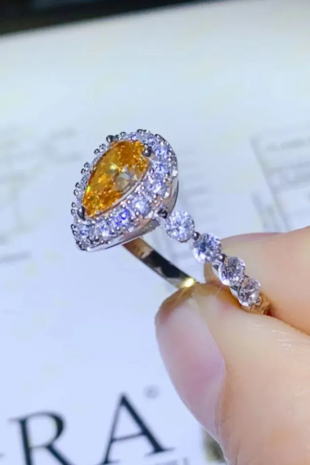 1 Carat Moissanite Contrast Teardrop Ring Trendsi Rings