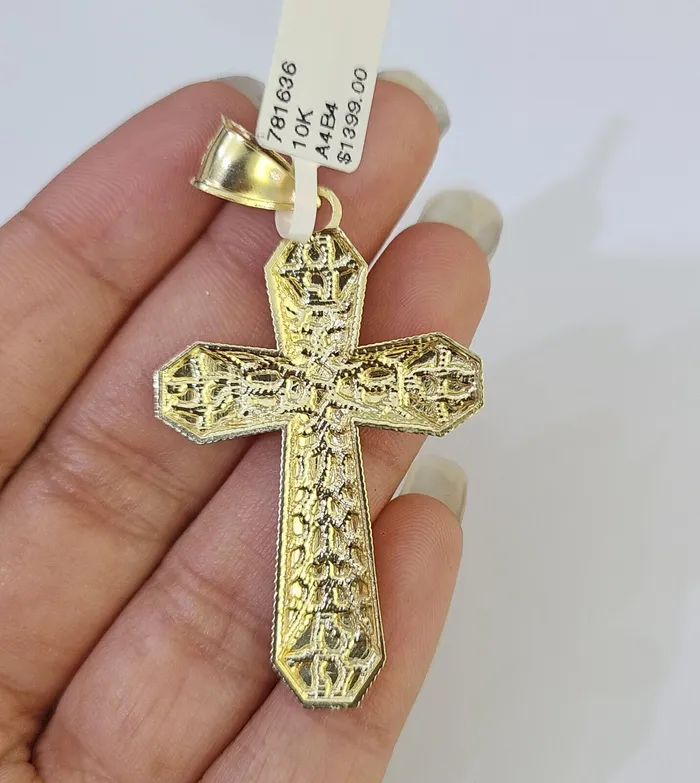 10k Gold Byzantine Necklace Jesus Cross Charm 1826 inches 3mm SET Chain Gold and Diamond Necklaces