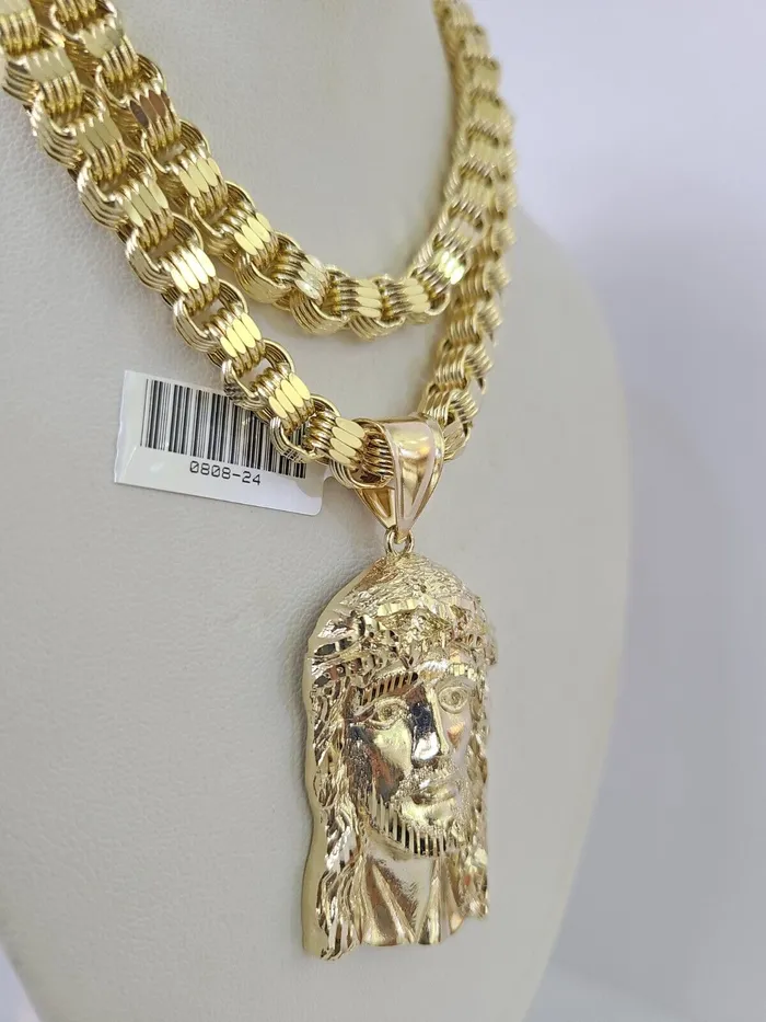 10k Gold Byzantine Necklace Jesus Head Charm 2030 inches 6mm SET Chain Pendant Gold and Diamond Necklaces 10k Gold Byzantine Necklace Jesus Head Charm 2030 inches 6mm SET Chain Pendant Gold and Diamond Necklaces