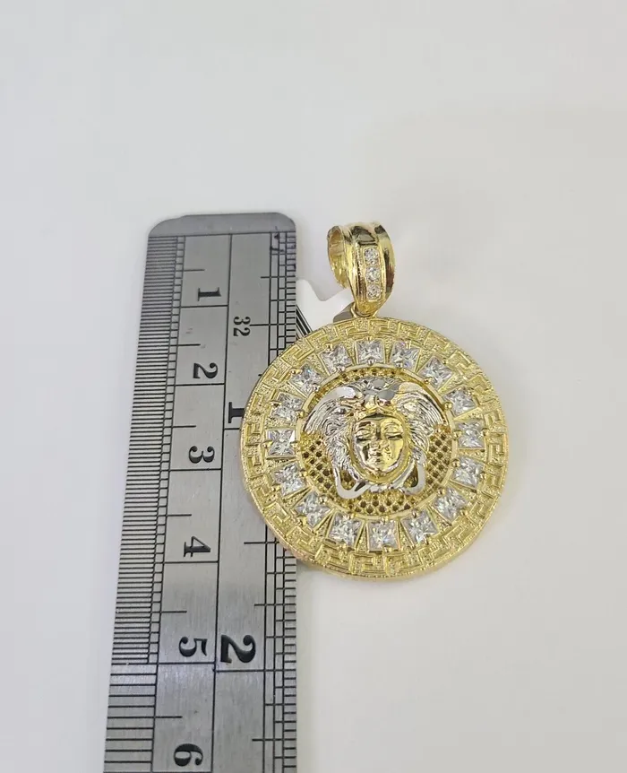 10k Solid Rope Chain Medusa Circular Charm Set 4mm 2028 Necklace Gold Yellow Globalwatches10 Necklaces
