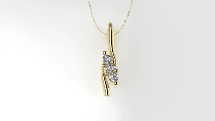14K Gold Pendant with 3 DIAMONDS 3mm STT Prong Jcm 21 jewelry Necklaces