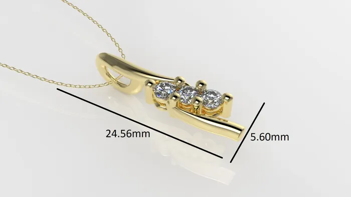 14K Gold Pendant with 3 DIAMONDS 3mm STT Prong Jcm 21 jewelry Necklaces