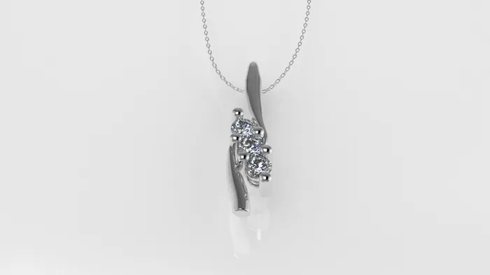 14K Gold Pendant with 3 DIAMONDS 3mm STT Prong Jcm 21 jewelry Necklaces