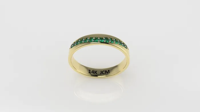 14K Gold Ring with 14 EMERALD Cut Chanel STTProng Jcm 21 jewelry Rings