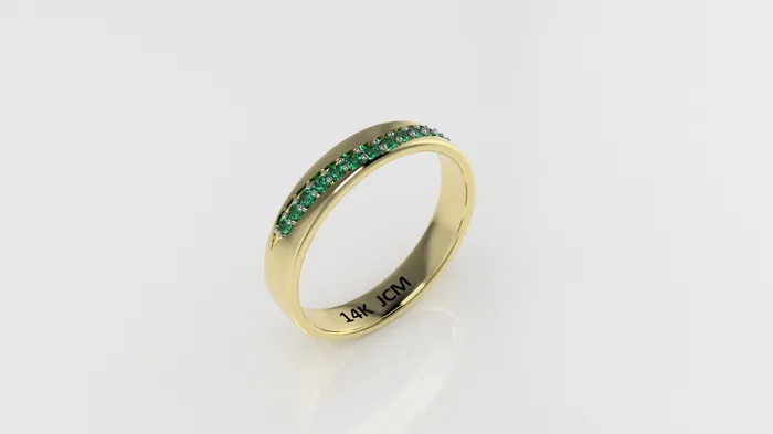 14K Gold Ring with 14 EMERALD Cut Chanel STTProng Jcm 21 jewelry Rings