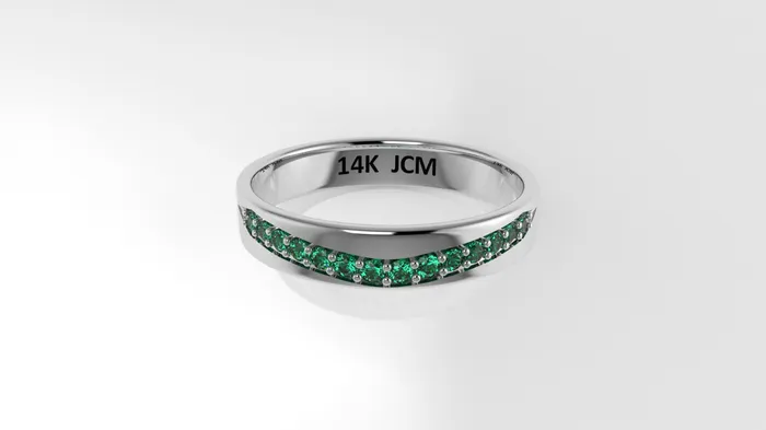 14K Gold Ring with 14 EMERALD Cut Chanel STTProng Jcm 21 jewelry Rings