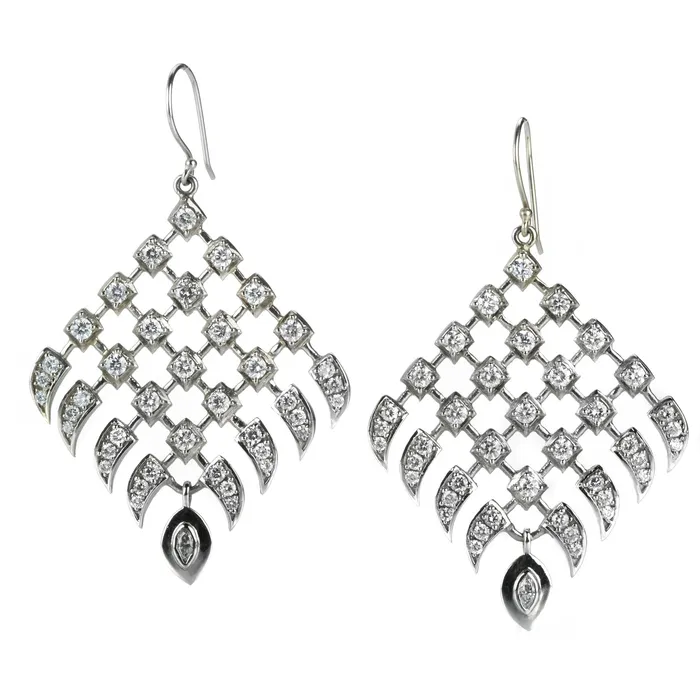 14k White Gold Retiarii Chandelier Earrings Alexis Kletjian Earrings