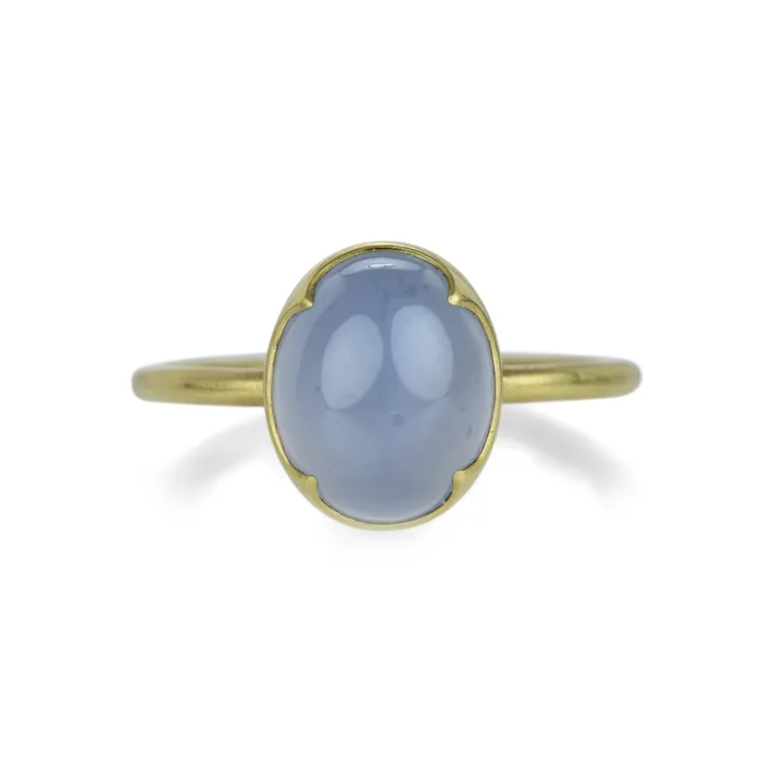 18k Oval Blue Chalcedony Ring Gabriella Kiss Rings