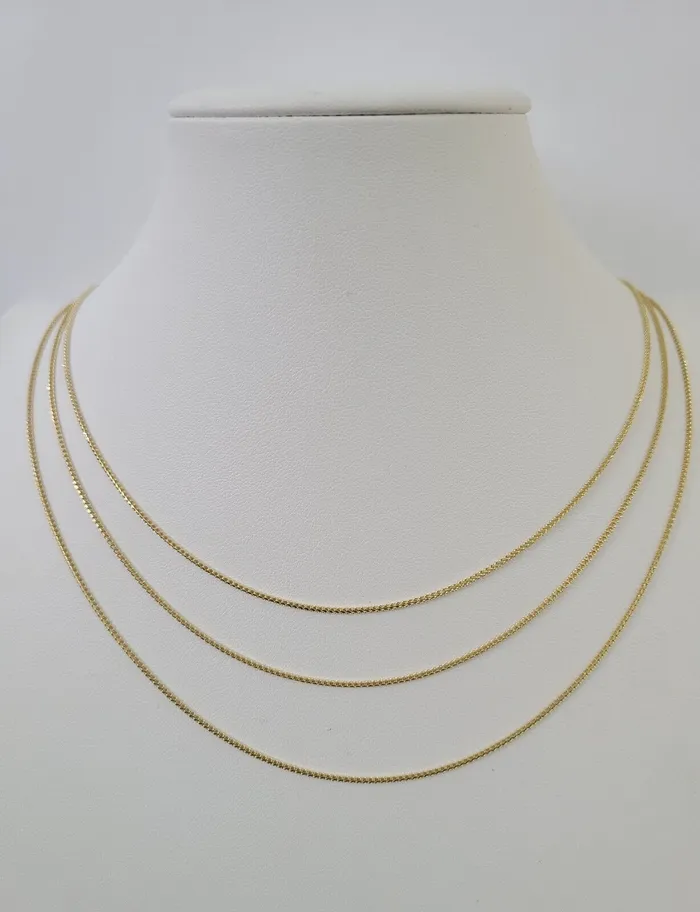 18K Solid Franco Chain Necklace 20 22 24 1mm Yellow Gold Real Gold and Diamond Necklaces 18K Solid Franco Chain Necklace 20 22 24 1mm Yellow Gold Real Gold and Diamond Necklaces