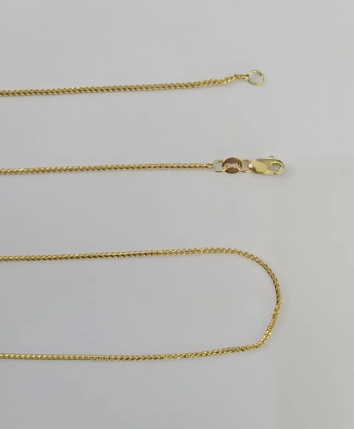 18K Solid Franco Chain Necklace 20 22 24 1mm Yellow Gold Real Gold and Diamond Necklaces