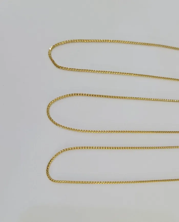 18K Solid Franco Chain Necklace 20 22 24 1mm Yellow Gold Real Gold and Diamond Necklaces