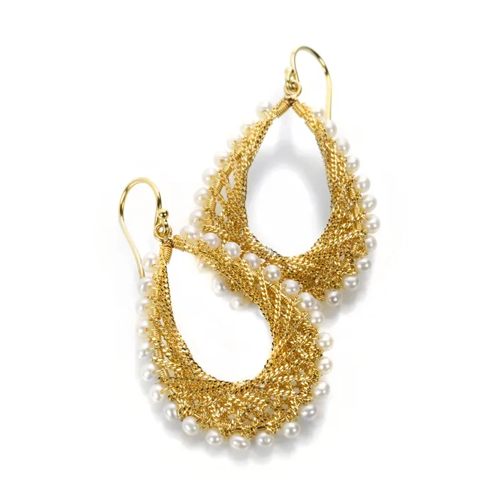 Amali 18K Woven Pearl Teardrop Earrings Earrings