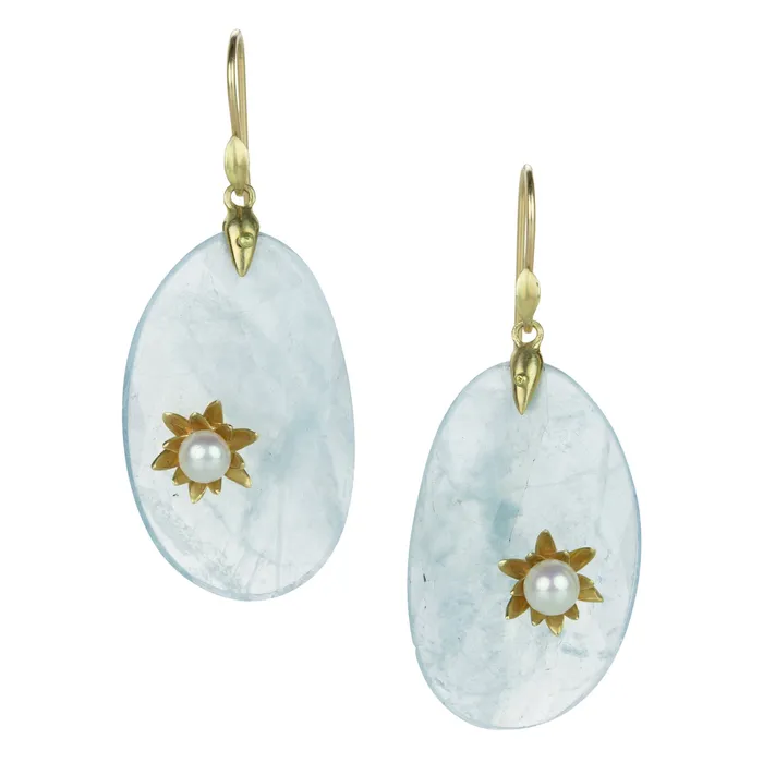 Annette Ferdinandsen Earrings Aquamarine Monet Water Lily Earrings