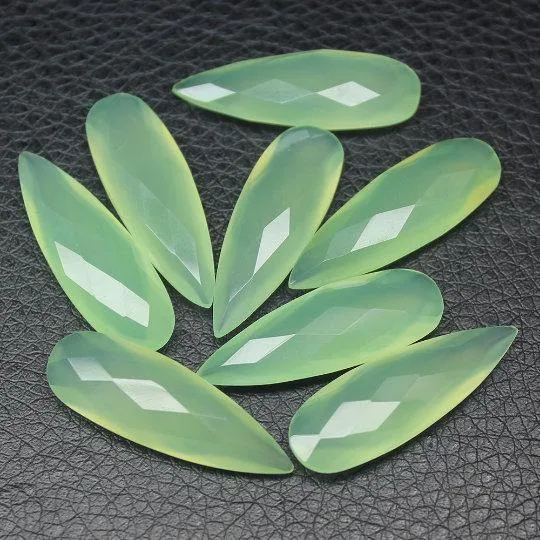 Beads Supplies USA Earrings 30x10mm 4pc Natural Green Prehnite Chalcedony Faceted Pear Drop Beads Beads Supplies USA Earrings 30x10mm 4pc Natural Green Prehnite Chalcedony Faceted Pear Drop Beads