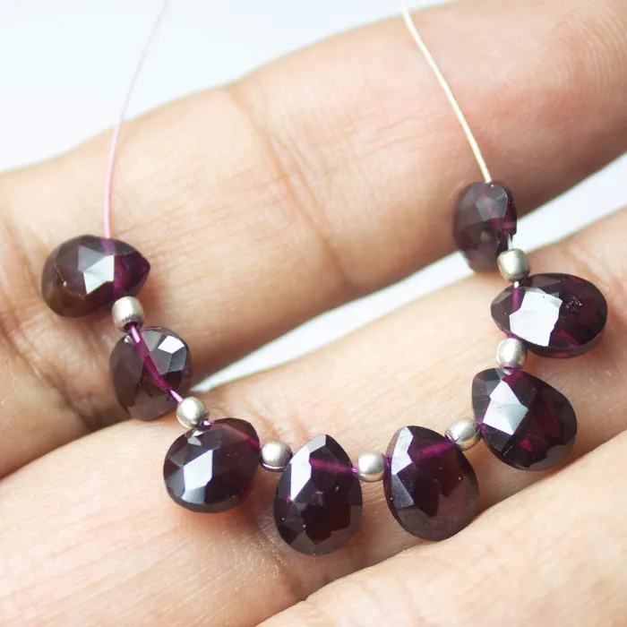 Beads Supplies USA Earrings 68mm Natural Red Garnet Faceted Pear Drop Briolette Beads Garnet Beads