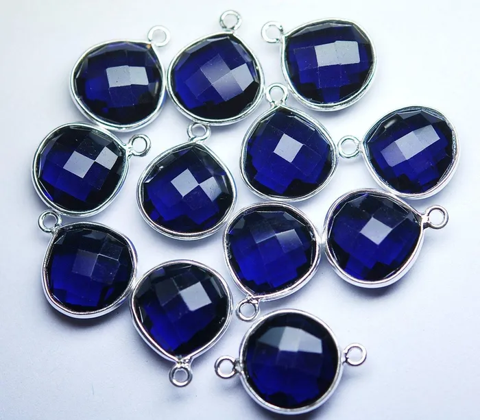 Beads Supplies USA Necklaces 925 Sterling SilverKyanite Quartz Faceted Heart Shape Connector 10 Piece Of 16mm