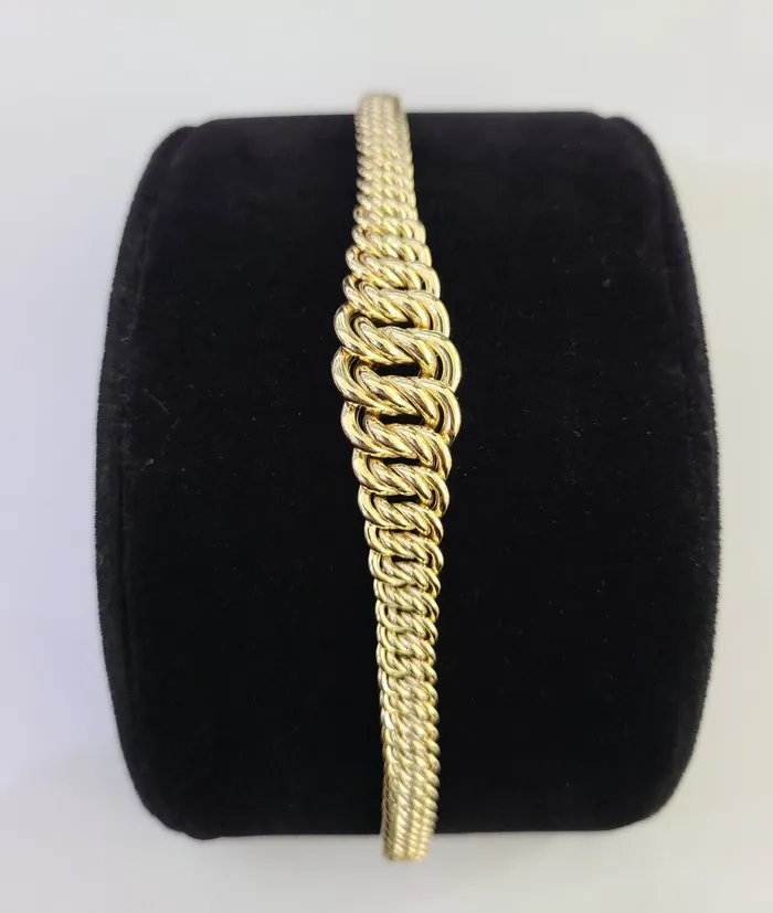 Bracelets Gold and Diamond 14K Gold Flat Byzantine Link Princesa Bracelet 7mm 7 inch Real Yellow 14Kt Bracelets Gold and Diamond 14K Gold Flat Byzantine Link Princesa Bracelet 7mm 7 inch Real Yellow 14Kt