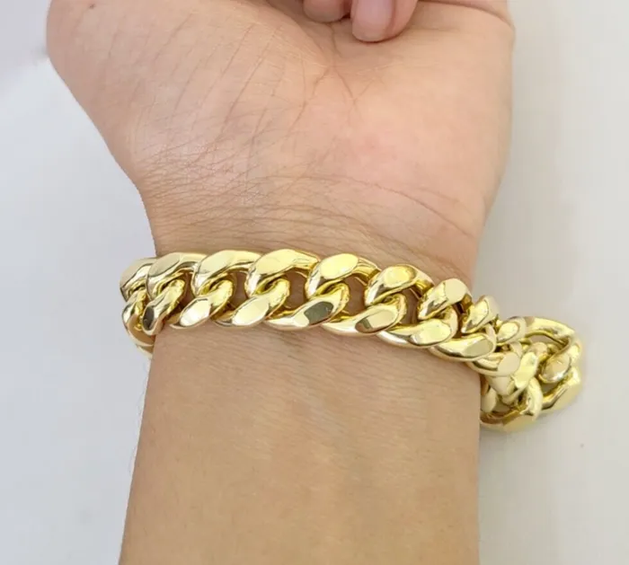 Bracelets Gold and Diamond Real 14K Yellow Gold Miami Cuban Bracelet 9 Inch 13mm 14K Box Clasp Link Bracelets Gold and Diamond Real 14K Yellow Gold Miami Cuban Bracelet 9 Inch 13mm 14K Box Clasp Link