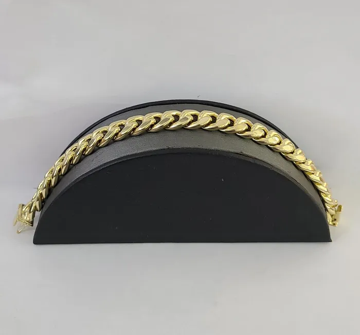 Bracelets Gold and Diamond Real 14K Yellow Gold Miami Cuban Bracelet 9 Inch 13mm 14K Box Clasp Link