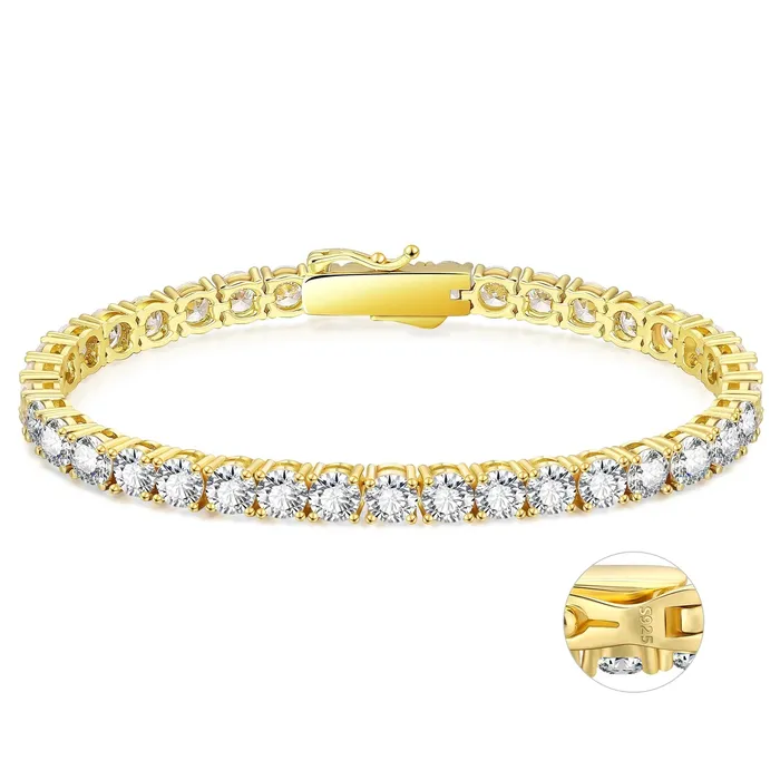 Bracelets KRKC S925 Silver CZ Diamond Tennis Bracelet 5mm