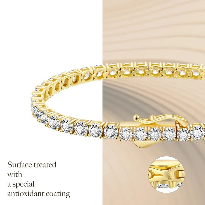 Bracelets KRKC S925 Silver CZ Diamond Tennis Bracelet 5mm