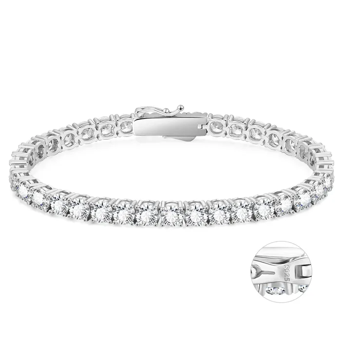 Bracelets KRKC S925 Silver CZ Diamond Tennis Bracelet 5mm