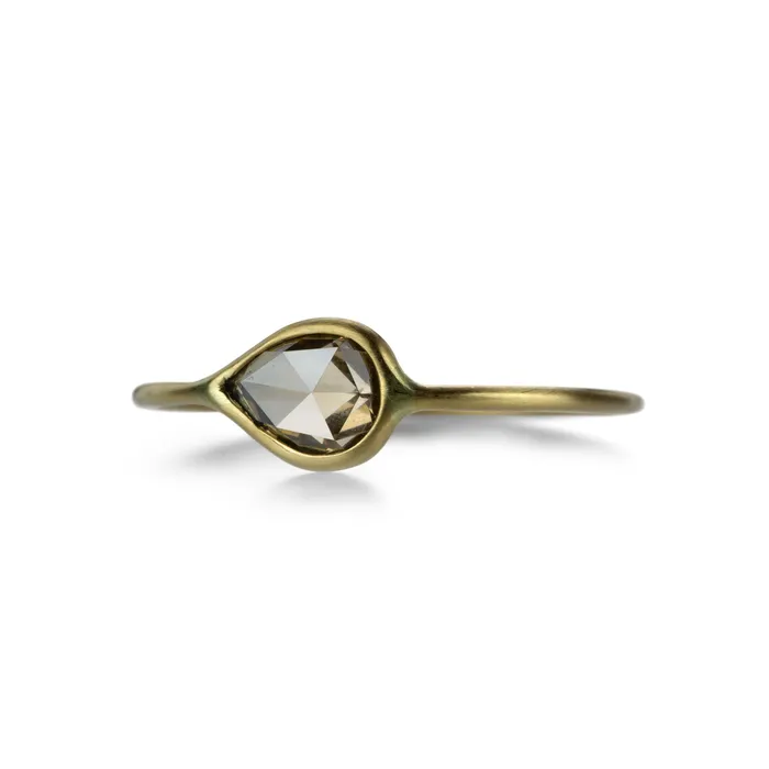 Champagne Rose Cut Teardrop Diamond Ring Margaret Solow Rings