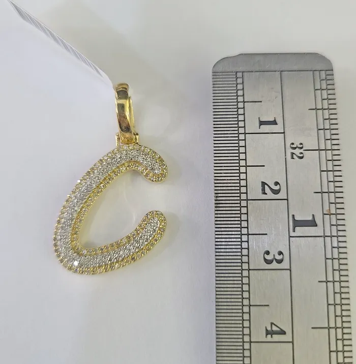 Charm Necklaces 10k Yellow Gold Diamond C Charm Pendant Initial Alphabet Letter Real Genuine Globalwatches10