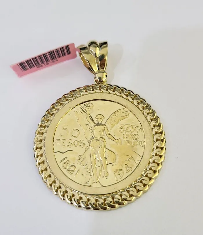 Charm Necklaces 14k Centenario Charm Yellow Gold 50 Pesos 1947 Mexico Mexican Pendant Real 14kt Gold and Diamond Charm Necklaces 14k Centenario Charm Yellow Gold 50 Pesos 1947 Mexico Mexican Pendant Real 14kt Gold and Diamond