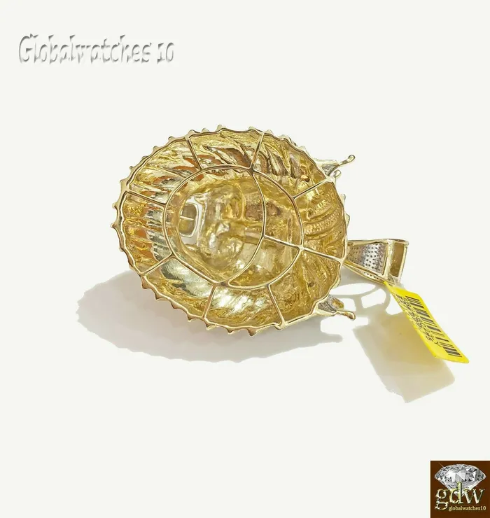 Charm Necklaces Gold and Diamond Real 10k Yellow Gold Diamond Mens Lion Head Charm Pendant with Genuine Diamonds