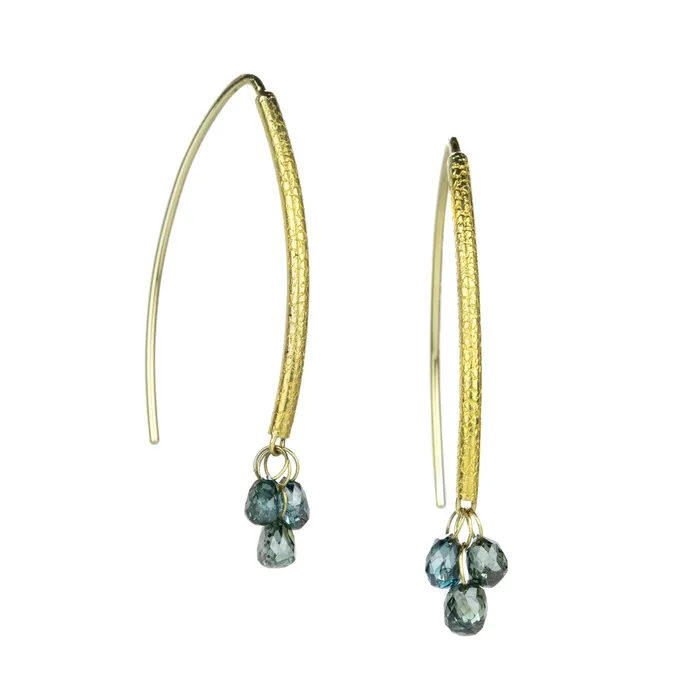 Earrings Barbara Heinrich Blue Diamond Navette Drop Earrings
