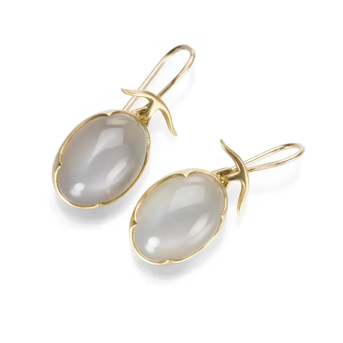 Earrings Gabriella Kiss Oval White Moonstone Earrings