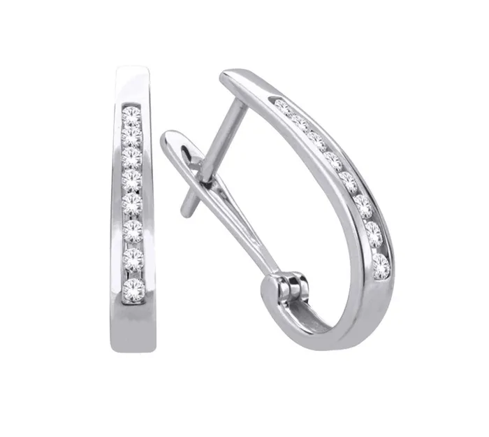 Earrings Independent Jewellers 10kt White Gold 050cttw Diamond Oval Hoop Earring Earrings Independent Jewellers 10kt White Gold 050cttw Diamond Oval Hoop Earring