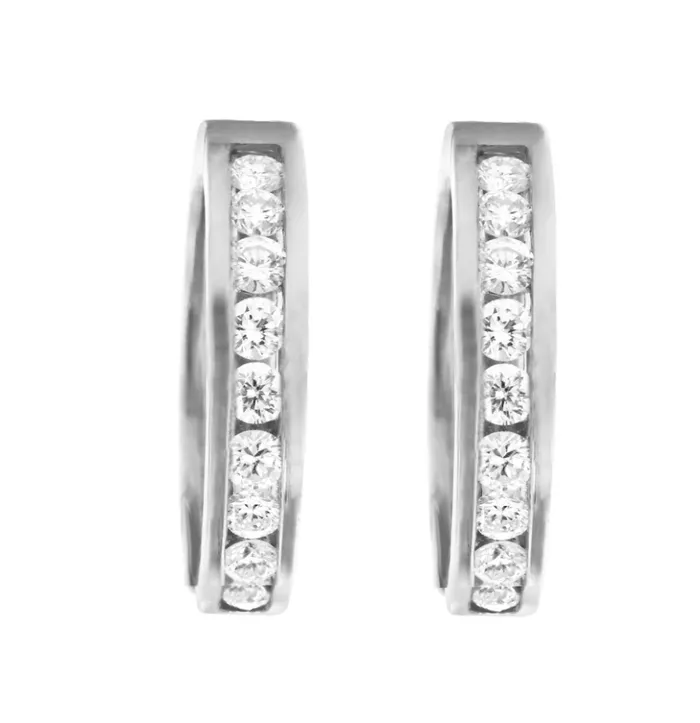 Earrings Independent Jewellers 10kt White Gold 100cttw Channel Set Diamond Hoop Earring Earrings Independent Jewellers 10kt White Gold 100cttw Channel Set Diamond Hoop Earring