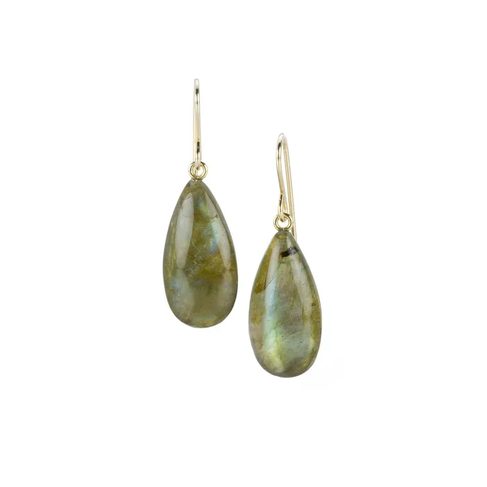 Earrings Maria Beaulieu Green Flash Labradorite Teardrop Earrings