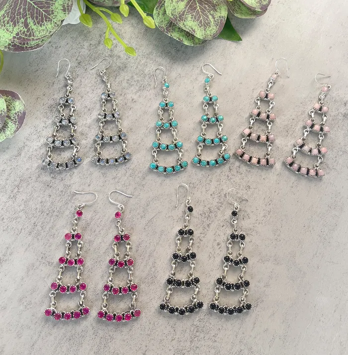 Earrings SophiaRene Boutique Sterling Silver Natural Stone Chandelier Earrings