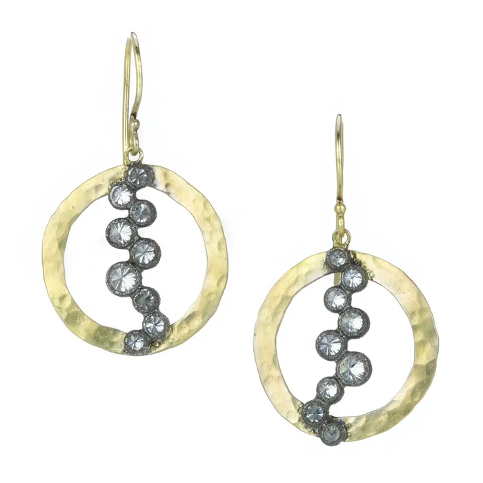 Earrings Todd Pownell Diamond Hammered Circle Earrings