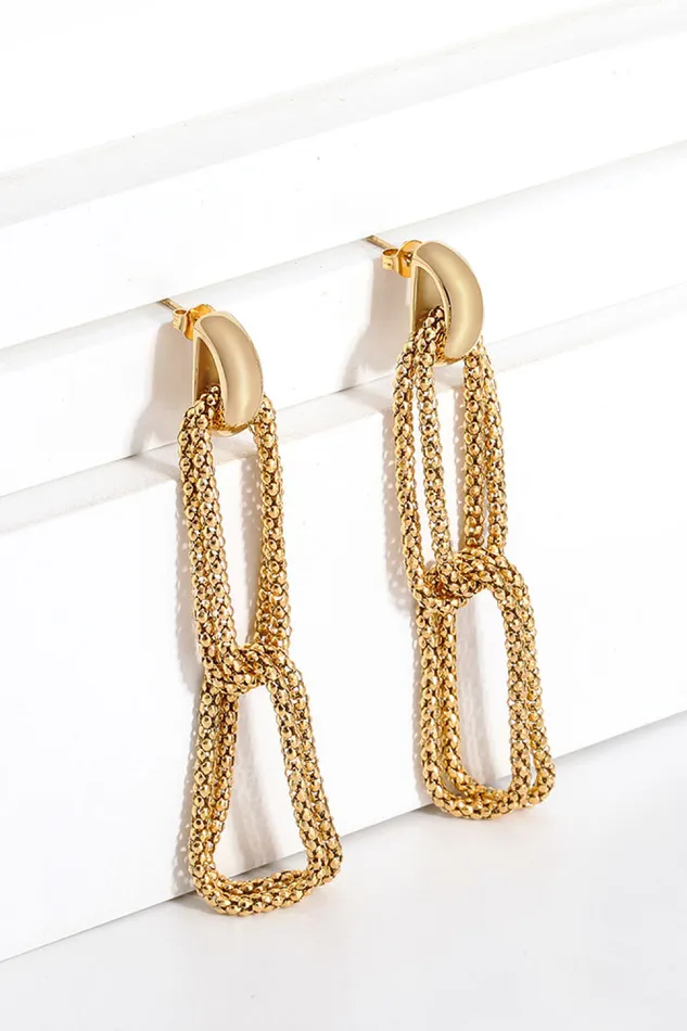 Earrings Trendsi GoldPlated DShaped Drop Earrings