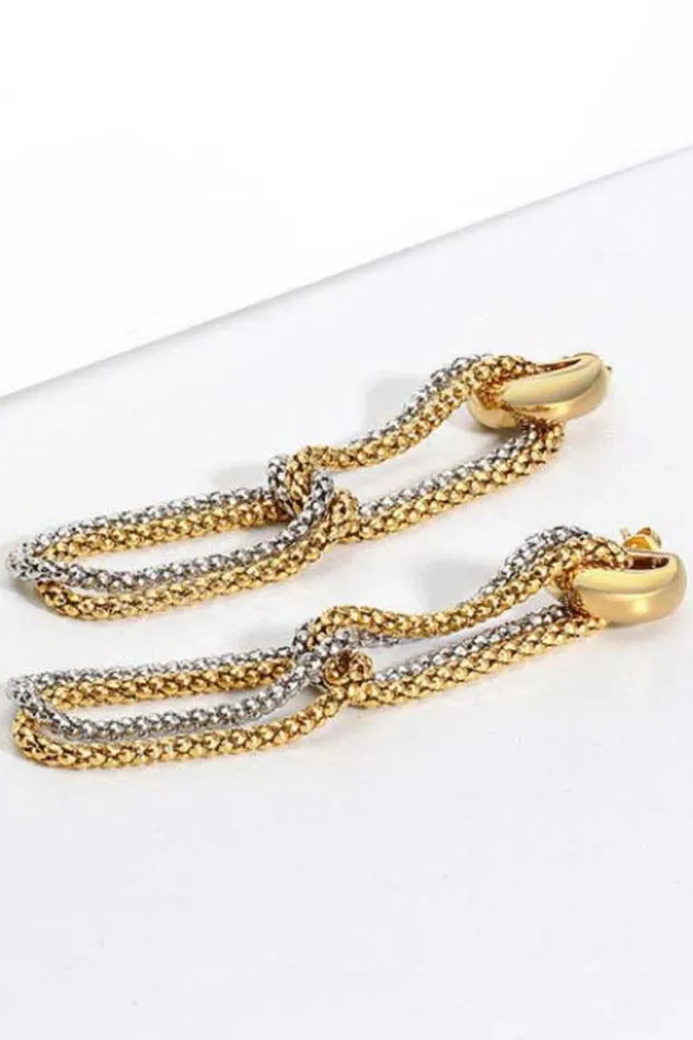 Earrings Trendsi GoldPlated DShaped Drop Earrings
