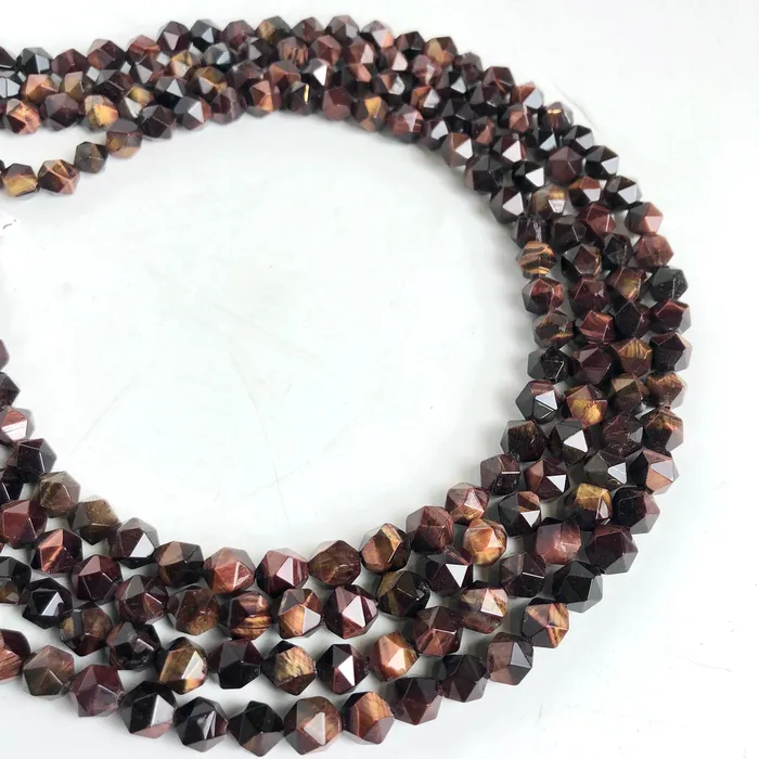 Earrings Yonyang Handicraft Tigers Eye Red StarCut